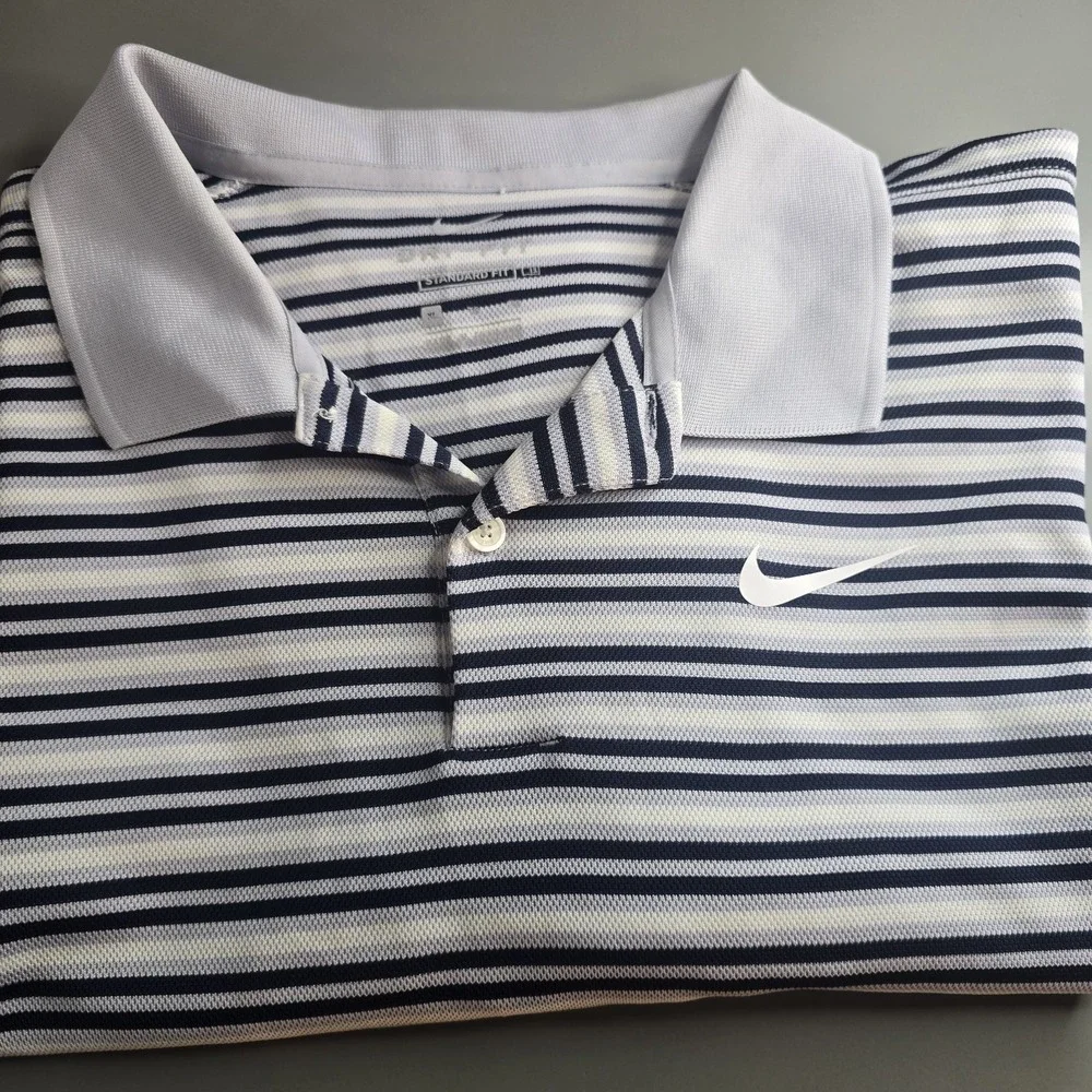 Nike‎ Mens Mesh Standard Fit Short Sleeve Shirt Size XL Striped White